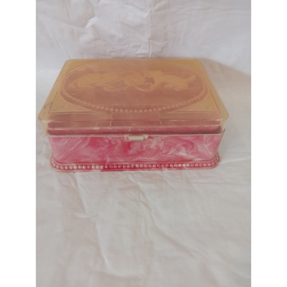 Vintage  MCM Hommer Mfg Co Cat Kitten Trinket Jewelry Box Organizer - Picture 2 of 6